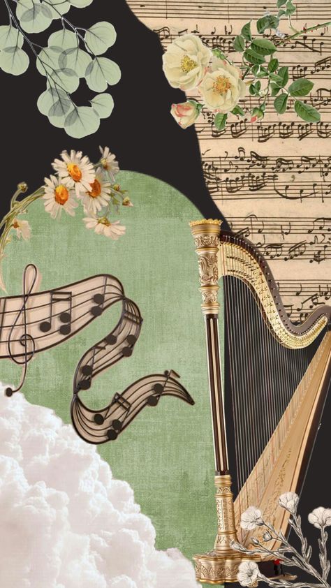 #harp #music #instruments #flowers #harpasethetic Harp Music, Starling, Harp, Create Collage, Creative Play, Your Aesthetic, Connect With People, Creative Energy, Music Instruments