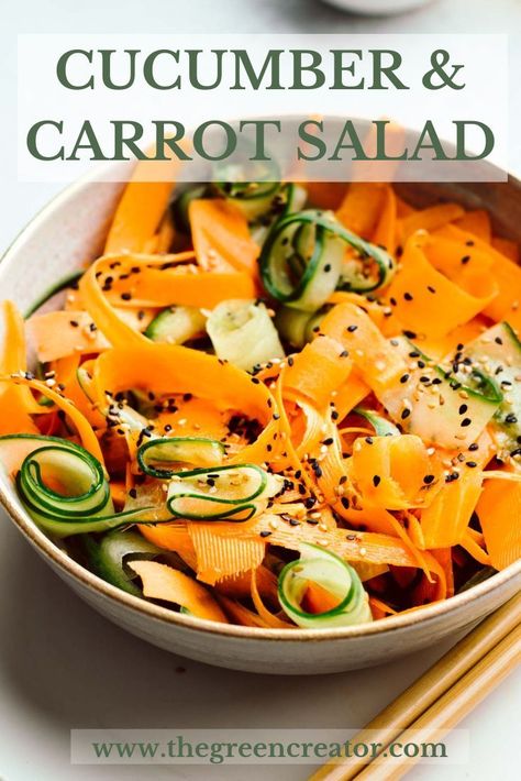 Cucumber Carrot Salad, Salad Asian, Asian Salad Recipe, Carrots Side Dish, Carrot Salad Recipes, Vegan Potato Salads, Pickled Carrots, Asian Salad, Cucumber Recipes Salad