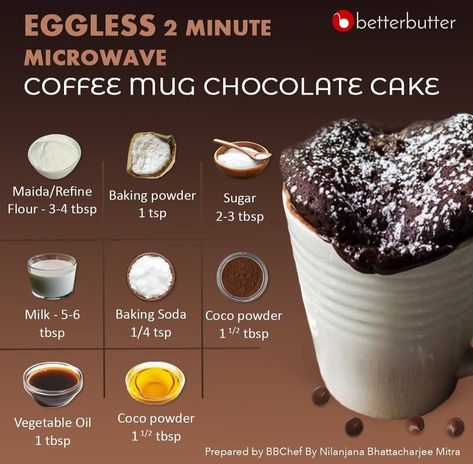 Mug Cake Recipe Microwave, Mug Chocolate Cake, Eggless Mug Cake, Quesadilla Maker Recipes, Microwave Mug, Sweet Dishes Recipes, Tasty Recipes Videos, Quick Recipes Snacks, Mug Recipes