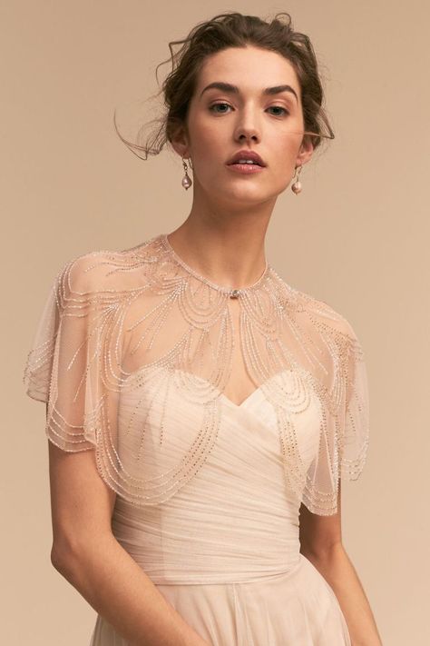 Trend Alert: The 10 Most Stunning Bridal Capes & Capelets - Bridal Musings Strap Wedding Dress, Wedding Dress Cover, Bridal Capelet, Easter Dresses For Toddlers, Spaghetti Strap Wedding Dress, Strapless Prom Dress, Add Sleeves, Wedding Dresses With Straps, Bridal Cape