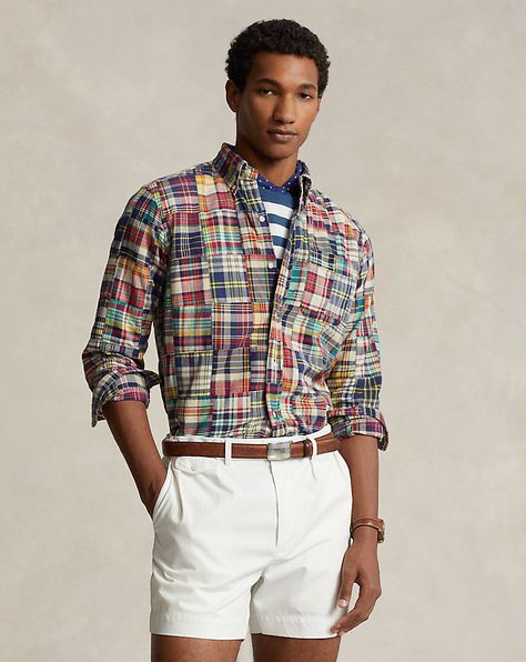 Classic Fit Patchwork Madras Shirt Madras Checks, Indian City, Madras Shirt, Button Outfit, Men Shirts, Jumper Shirt, Heritage Brands, Lightweight Fabric, Shirt Online