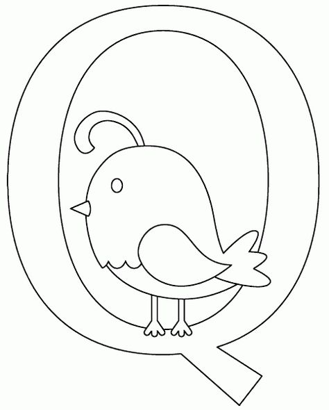 Q is for Quail coloring page - coloring.com Q For Quail, Quail Worksheet, Q Is For Quail, Abc Animals, Zoo Phonics, Animals Crafts, Homeschooling Preschool, Abc Wall, Letter Crafts