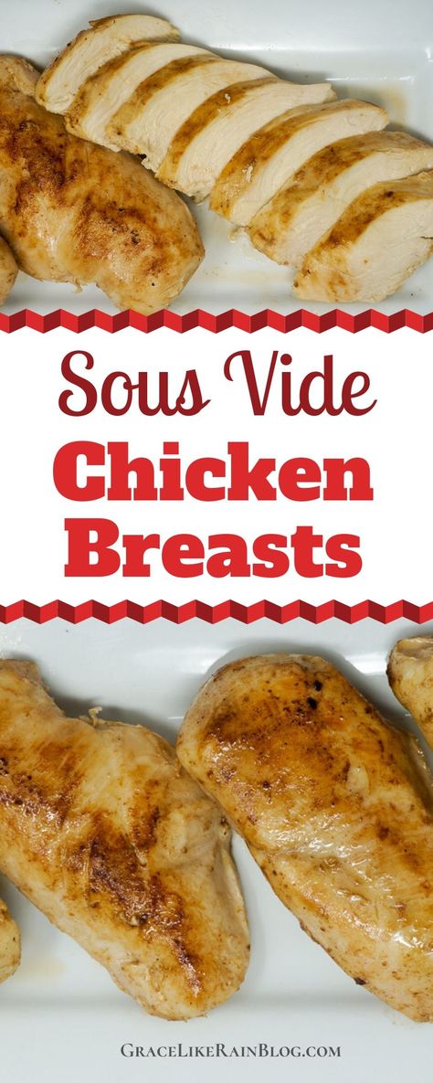 Sous Vide Chicken Breasts are the most tender and juicy boneless skinless chicken breasts I've ever eaten. They are cooked to a precise temperature so that there is no overcooking or undercooking. Just perfectly cooked chicken breasts every single time. | Sous Vide Boneless Skinless Chicken Breasts | #sousvide #chickenbreasts #poultry #chicken Sous Vide Chicken Breast, Sous Vide Chicken, Cooking Frozen Chicken, Chicken Breast Recipe, Sous Vide Recipes, Sous Vide Cooking, Cooked Chicken, Breast Recipe, Winner Winner