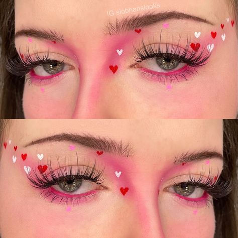 Valentine’s Day Graphic Liner, Valentine’s Day Makeup Creative, Valentines Graphic Liner, Red Valentines Day Makeup, Heart Graphic Liner, Valentines Eyeliner, Valentine’s Day Hair, Valentines Day Makeup Creative, Valentines Eye Makeup