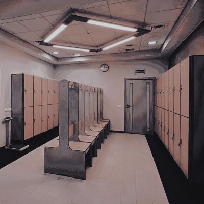 Boarding School Modern, Modern School Aesthetic, School Interior Aesthetic, High School Locker Room, High School Interior, Daria Followhill, School Locker Room, Boarding School Aesthetic, School Building Design