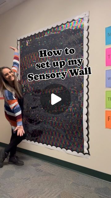 Sensory Poster Board, Sensory Display Boards, Playroom Ideas Sensory, Sequence Sensory Wall, Sensory Activities Kindergarten Learning, Sensory Sequin Wall, Psed Eyfs Activities Toddlers, Sensory Areas In Classroom, Sensory Area Preschool