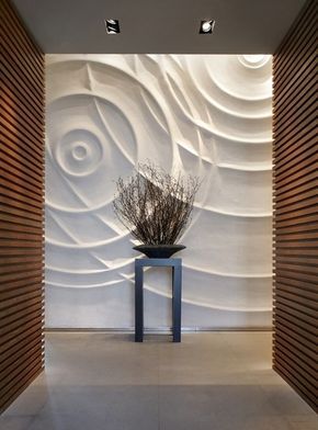 Don't you want to follow the swooping lines to find out what's down the hall? Park Hyatt, Shanghai. Tv Fal, Accent Wall Designs, Wall Pattern, Plafond Design, 3d Panels, Lobby Design, Concrete Projects, Decorative Wall Panels, 3d Wall Panels