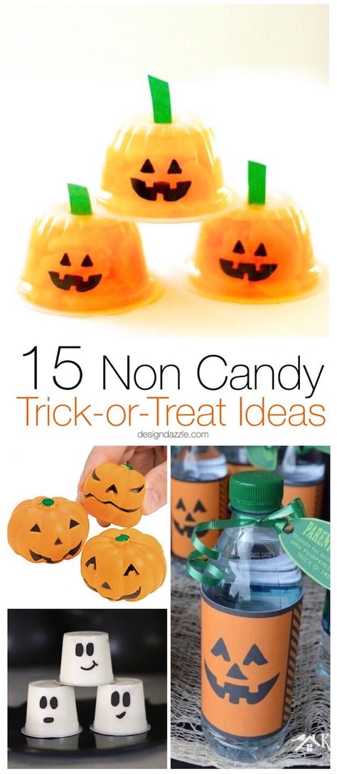 Halloween can be filled with so much sugar so this post has 15 fabulous non candy trick-or-treat ideas to hand out on Halloween that the kids will love!  || Design Dazzle Trick Or Treat Ideas, Halloween Candy Alternatives, Halloween Classroom Treats, Class Snacks, Halloween Themed Snacks, Halloween Tips, Halloween Treats To Make, Halloween Brownies, Diy Halloween Treats