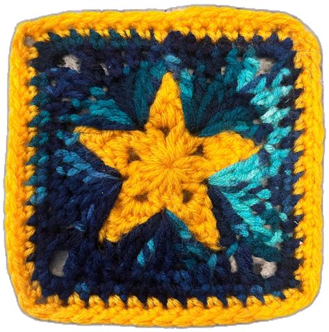 Crochet Ocean Granny Square, Ocean Granny Square, Star Granny Square Crochet Pattern Free, Star Granny Square Pattern, Star Granny Square, Granny Square Häkelanleitung, Shrug Crochet, Motifs Granny Square, Crochet Granny Square Tutorial