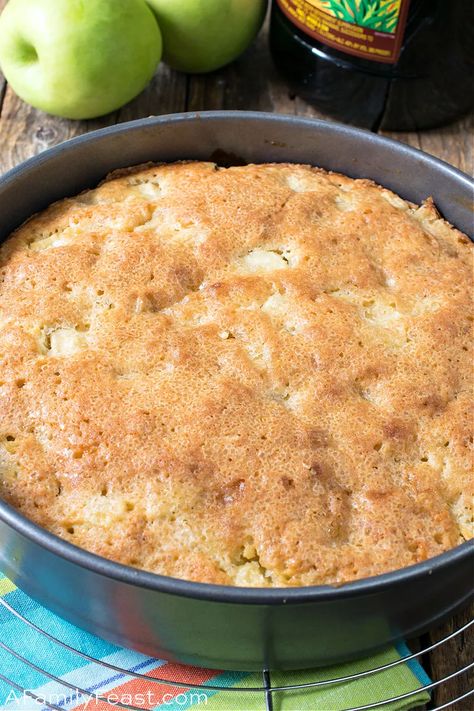 French Apple Cake has diced apples in a simple buttery cake infused with rum. Simply delicious! Rum Cake Recipe, Apple Pie Recipe Easy, French Apple Cake, Lemon Pound Cake Recipe, Flours Banana Bread, Yummy Deserts, Apple Dessert Recipes, Diced Apples, Layered Desserts