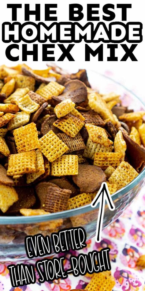 One of the best Chex Mix recipes ever! It's similar to the original with savory traditional flavors that everyone will love! Savory Chex Mix Recipes, Savory Chex, Savory Chex Mix, Homemade Chex Mix Recipe, Chex Mix Recipes Original, Homemade Chex Mix, Trail Mix Recipes, Chex Cereal, Chex Mix Recipes