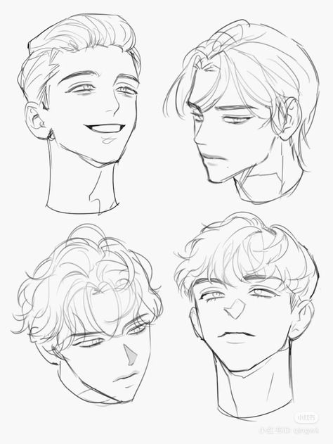 Male Oc Anatomy, Male Head Base Drawing, Head Art Reference Drawing, Anime Style Drawing Reference, Sketching Hair Step By Step, Manga Male Reference, Manhwa Side Profile Male, Short Hair Art Tutorial, Drawing Reference Photos Faces Male