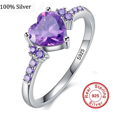 Our rings come in all designs and sizes , from sterling silver ,silver plated, gold filled ,gold plated. Amethyst Heart, Silver Heart Ring, Heart Shaped Jewelry, Two Fingers, Heart Shaped Rings, Sterling Silver Heart, Rings For Women, Crystal Rings, Silver Heart