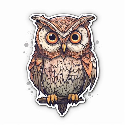 Owl Sticker Crazy Tattoos, Owl Stickers, Weird Tattoos, Owls Drawing, Owl Art, Aesthetic Pastel Wallpaper, Animal Stickers, Hand Art Drawing, Cute Owl