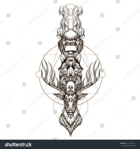 Totem Tattoo Native American, Background For Tattoos, Buffalo Outline, Buffalo Illustration, Buffalo Tattoo, Totem Tattoo, Native Tattoos, American Animals, Commonplace Book