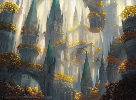 Selesnya Forest for Magic: The Gathering Guilds of Ravnica Guild Kit, Alayna Lemmer-Danner on ArtStation at https://www.artstation.com/artwork/Ww1RG Mtg Art, Rpg Map, Fantasy Castle, Fantasy City, Fantasy Places, Fantasy Setting, Fantasy Art Landscapes, Magic Art, Fantasy Inspiration