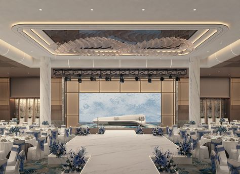 Ballroom /Wedding Hall :: Behance Luxury Wedding Hall Interior, Hall Plan Architecture, Wedding Hall Interior Design, Wedding Hall Interior, Hall Room, Luxury Brides, Marble Columns, Golden Lighting, Architecture 3d