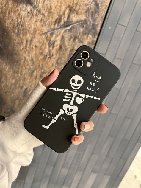 Phone Case Ideas For Men, Aesthetic Black Phone Case, Black Aesthetic Phone Case, Black Phone Case Aesthetic, Dr Belongings, Eboy Aesthetic, Skeleton Phone Case, Artsy Phone Cases, Skeleton Pattern