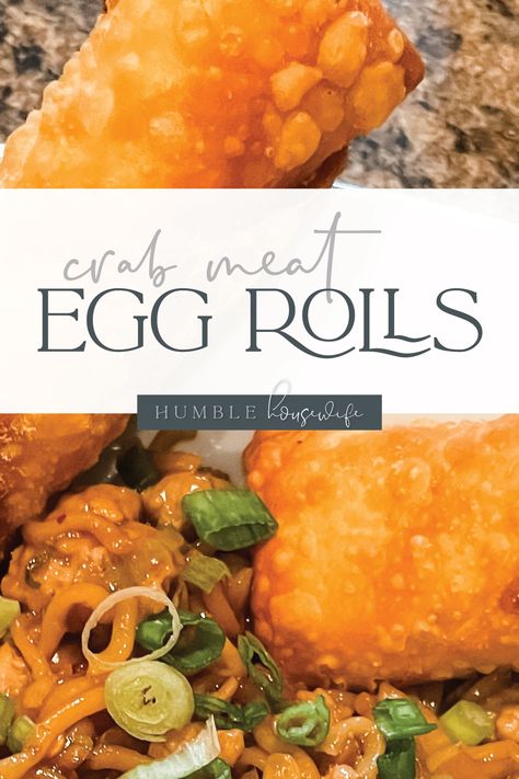 Meat Egg Rolls, Crab Meat Egg Roll Recipes, Baked Crab Rangoon Egg Rolls, Easy Crab Rangoon Eggrolls, Crab Egg Rolls, Crab Meat Egg Rolls, Crabcake Eggrolls, Crab And Shrimp Egg Rolls Recipes, Lobster Eggs