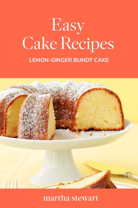 Fresh citrus and crystallized ginger sparkle up this buttery, dense cake. A dusting of confectioners' sugar finishes its presentation. #marthastewart #recipes #recipeideas  #dessert #dessertrecipes Bundt Cake Recipes Easy, Dense Cake, Easy Bundt Cake Recipes, Easy Bundt Cake, Crystallized Ginger, Beautiful Desserts, Bundt Cakes Recipes, Cake Lover, Cake Frosting