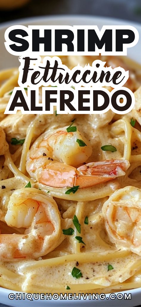 Craving a quick and delicious dinner? Learn how to make the best creamy shrimp pasta in under 30 minutes! This easy recipe combines succulent shrimp, rich Parmesan cream sauce, and your favorite pasta for a mouthwatering meal. Perfect for busy weeknights or a special dinner, this dish is full of flavor and super simple to prepare. Shrimp Pasta No Cream, Shrimp Pasta Sauce Recipes, Shrimp Alfredo Pasta Recipes Homemade, Shrimp And Crab Pasta Recipes, Creamy Prawn Pasta Recipe, Creamy Shrimp Pasta Recipes, Shrimp And Pasta Recipes Easy, Best Shrimp Alfredo Recipe, Mac And Cheese With Shrimp