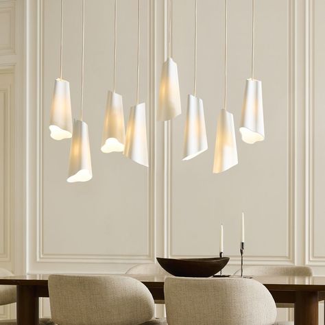 Buy online Sofia Linear Chandelier (117cm) now | West Elm UAE Dining Room Chandelier Modern, Mobile Chandelier, Waterfall Chandelier, Coastal Dining, Dining Chandelier, Modern Chandeliers, Interior Design Business, Contemporary Chandelier, Dining Lighting