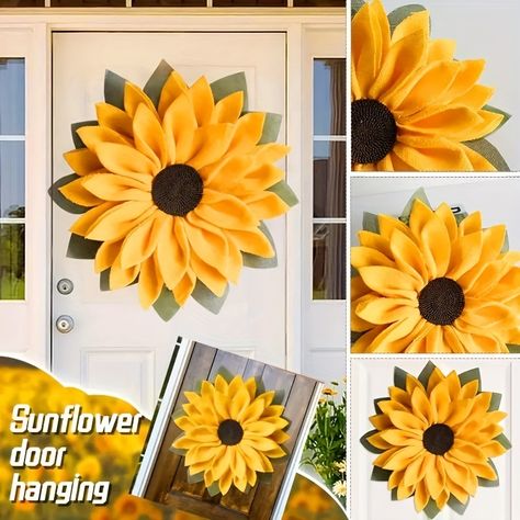 Patio Wall Art, Summer Room Decor, Fall Floral Decor, Door Hanging Decorations, Wreath Decoration, Sunflower Decor, Thanksgiving Wreaths, Sunflower Wreaths, Sunflower Design