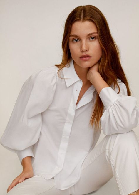 Mango Puffed Sleeves Shirt Puffed Sleeves Shirt, Easy Going Out Outfits, Puff Sleeve Shirt, Slip Skirts, Lava Cakes, Katie Holmes, Collar Designs, Going Out Outfits, Puffed Sleeves