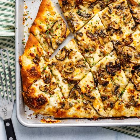 Mushroom Taleggio Pizza | Cook's Country Recipe Taleggio Cheese, Store Bought Pizza Dough, Cooks Country Recipes, Prosciutto Pizza, Donut Toppings, Bacon Pizza, Cookie Toppings, Caramel Tart, America's Test Kitchen Recipes