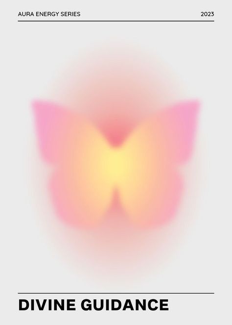 Pink And Yellow Aura, Yellow Aura, Gradient Butterfly, Gradient Poster, Aura Gradient, Butterfly Poster, Divine Guidance, Pink And Yellow, Aura