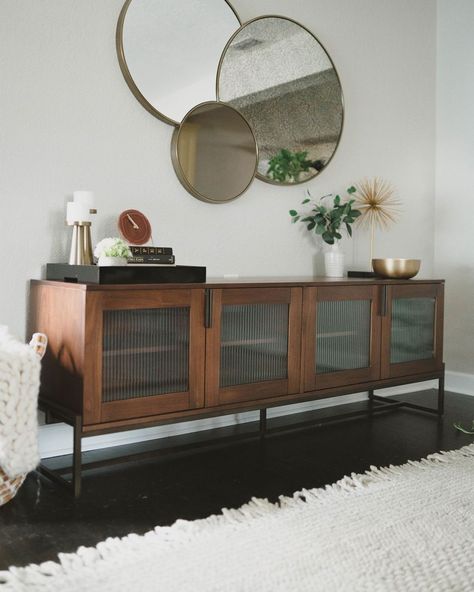 Mid Century Modern Console, Mid Century Modern Console Table, Mid Century Modern Sideboard, Walnut Cabinet, Walnut Cabinets, Contemporary Mid Century, Perfect Living Room, Contemporary Mid Century Modern, Modern Console Tables