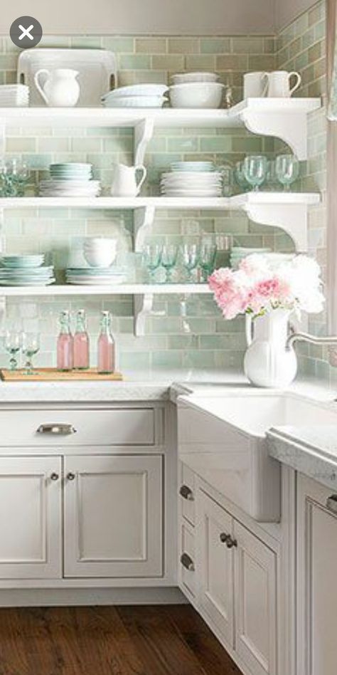 Sea salt tile backsplash Kitchen Revamp, Diy Herb Garden, Beach Kitchens, Beach House Kitchens, Whip It, Cottage Kitchens, Hello Lovely, Coastal Kitchen, Kitchen Room Design