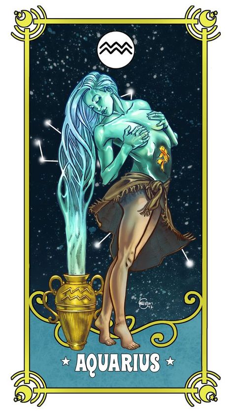 Aquarius Tarot Card, Aquarius Tarot, Aquarius Aesthetic, Aquarius Art, Leo And Aquarius, Sagittarius Moon, Aquarius Tattoo, Aquarius Life, The Aquarius