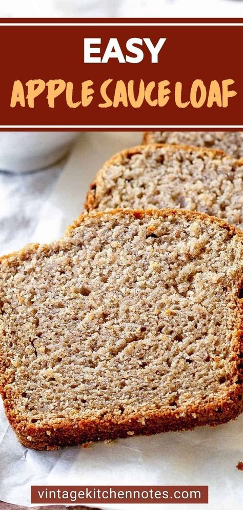 Apple Sauce Loaf, Easy Apple Sauce, Air Fryer Dinners, Apple Cinnamon Loaf, Applesauce Bread, Applesauce Muffins, Apple Sauce Recipes, Homemade Bread Easy, Applesauce Cake