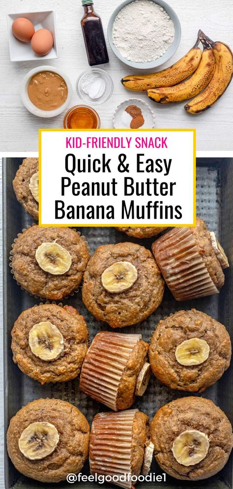 Low Fat Banana Muffins, Quick Banana Muffins, Ripe Banana Recipes Healthy, Healthy Peanut Butter Banana Muffins, Banana Muffins Gluten Free, Peanut Butter Oatmeal Muffins, Peanut Butter Muffins Recipes, Sugar Free Banana Muffins, Banana Breakfast Muffins