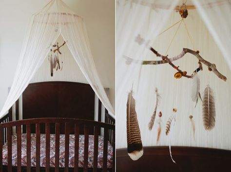 Feathered and Feather Themed Crafts and DIY Projects Nature Mobile, Feather Mobile, Crib Canopy, Neutral Nursery, Everything Baby, Nursery Inspiration, Boho Nursery, Baby Crib