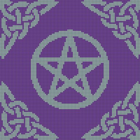 Alpha pattern #136179 | BraceletBook Pentagram Crochet Pattern, Witchy Cross Stitch Patterns Free, Wicca Crochet, Witchy Crochet, Crochet Tarot, Wicca Pentagram, Bracelet Book, Celtic Cross Stitch, Grid Patterns