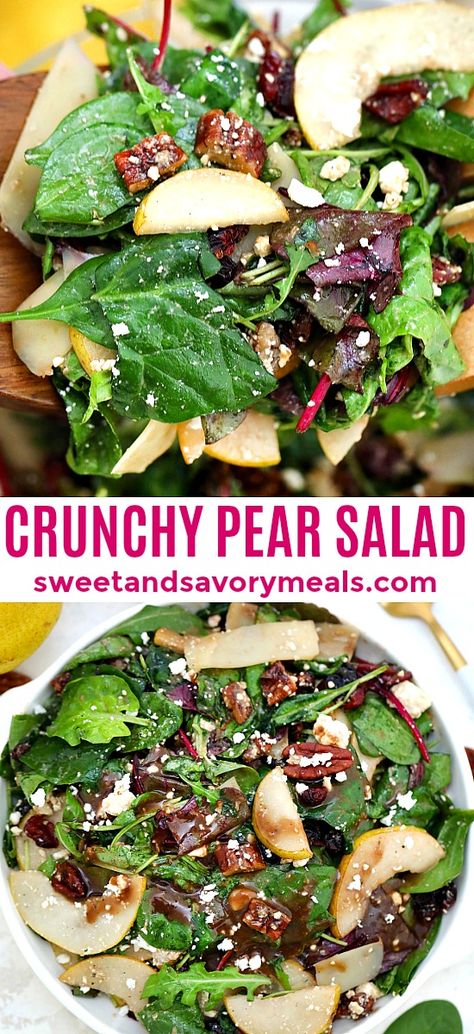 Pear Salad is the best salad for autumn and winter! Make the best out of this fruit by preparing this light and refreshing side dish for your savory meals! #salad #fallrecipes #pear #pearsalad #sweetandsavorymeals Pear Salad Recipes, The Best Salad, Best Salad, Keto Salad, Vegetarian Salad Recipes, Savory Meals, Roasted Butternut Squash Soup, Pear Salad, Pear Recipes