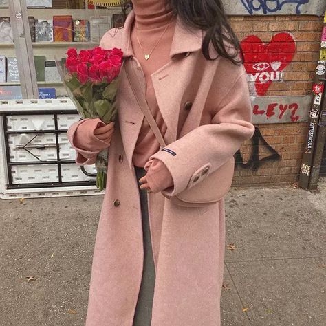 Pink Coat Outfit, Coat Aesthetic, Pink Wool Coat, Pink Trench Coat, Trench Coat Outfit, Pink Coat, Coat Outfits, Wool Coat, Something Special