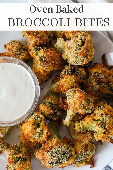 Baked Breaded Broccoli Bites are a wonderful snack or easy appetizer when you want a healthier version of a fried snack. They are delicious, easy to make and fast to make too! Visit Sugar Maple Farmhouse for the full recipe. Oven Fried Broccoli, Fried Broccoli Bites, Crispy Baked Broccoli, Breadless Appetizers, Broccoli Snack Recipes, Broccoli Appetizers For Party, Broccoli Bites Recipe, Veggie Finger Food, Fried Broccoli Recipes