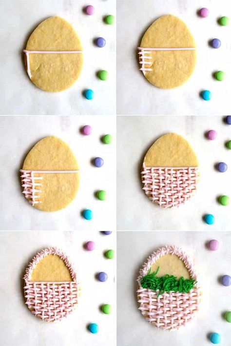 Easter Basket Cookies, Easter Cookie Basket, Easter Sugar Cookies Decorated, Easter Egg Sugar Cookies, Easter Egg Cookies, Easter Bunny Cookies, Easter Sugar Cookies, No Egg Cookies, Iced Sugar Cookies