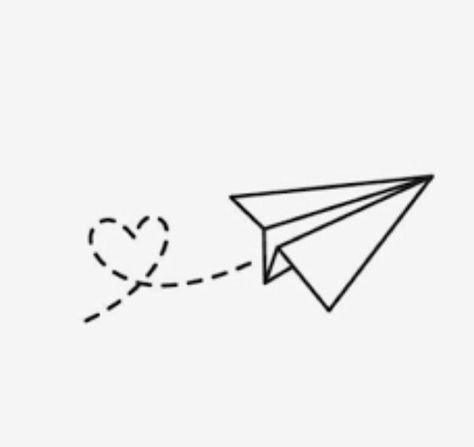 Paper Airplane Drawing, Paper Airplane Tattoos, Airplane Sketch, Plane Drawing, Origami Tattoo, Plane Tattoo, Airplane Tattoos, Dibujo Simple, Airplane Drawing