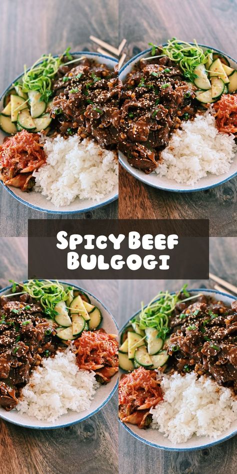 Bulgogi With Noodles, Spicy Bulgogi, Spicy Korean Beef, Beef Bulgogi Recipe, Quick Beef Recipes, Korean Bbq Beef, Korean Beef Bowl, Tiffy Cooks, Happy Habits