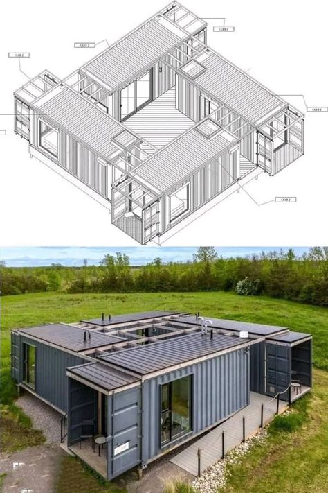 Suitable Home Design Shipping Container Home Designs, Shipping Container House Plans, Container Buildings, Building A Container Home, Container Architecture, Container House Plans, Casa Container, Barndominium Ideas Floor Plans, Container Home