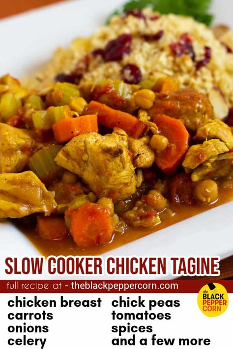 Crock Pot Chicken Tagine Recipe - This slow cooker chicken tagine is a classic Moroccan dish and simple to make. This recipe shows how to make tagine in a crock pot. Chicken Tagine Recipes, Moroccan Dish, Recipes Slow Cooker, Chicken Tagine, Tagine Recipes, Moroccan Dishes, Couscous Recipes, Crock Pot Chicken, Crockpot Recipe