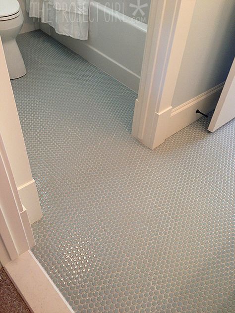 Glass Penny Tile, Light Blue Penny Tile Bathroom, Light Blue Penny Tile Bathroom Floor, Gray Penny Tile Shower Floor, Light Blue Penny Tile, Floor And Decor Penny Tile, Penny Tile Words Bathroom, Penny Tile Bathroom Floor, Penny Tile Bathroom