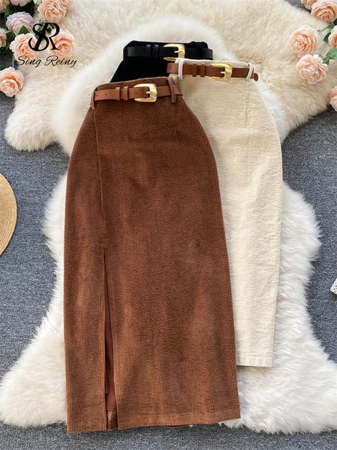 Streetwear Fashion Vintage, Long Skirt Winter, Vintage Autumn, Bodycon Skirt, Winter Skirt, Elegant Skirt, Midi Skirts, Modest Fashion Outfits, Body Con Skirt