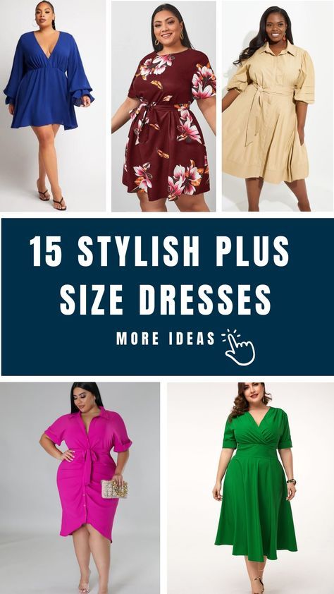 Discover stunning plus-size dresses perfect for every body type on our Pinterest board. Fashion knows no limits when it comes to style and confidence. Explore 15 chic options, from flowing maxi dresses to elegant sheath styles and fun prints. Feel empowered and fashionable in these carefully selected outfits, ideal for any occasion or adding glamour to your daily wear. Dive into the latest trends in plus-size fashion by following our board for regular updates. Embrace your curves with style and grace - you deserve it! Fitted Pencil Dress, Feel Empowered, Sleeveless Shirt Dress, Stylish Plus, Pleated Midi Dress, Beautiful Style, Style And Grace, Daily Dress, Bell Sleeve Dress