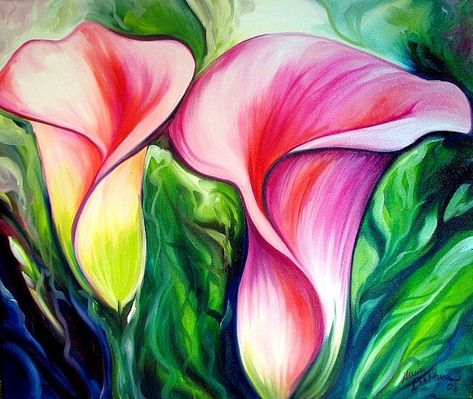 PINK CALLA LILY by Marcia Baldwin. This is such a pretty painting. Pink Calla Lily, Marcia Baldwin, Heart Art Projects, Pink Calla Lilies, Lily Painting, Surfboard Art, Oil Pastel Art, Watercolor Ideas, Calla Lilies