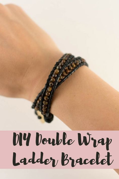 Leather Wrap Bracelet Tutorial, Cord Bracelet Diy, Ladder Bracelet, Beaded Bracelet Diy, Leather Beaded Bracelet, Leather Bracelet Tutorial, Wrap Bracelet Tutorial, Diy Leather Bracelet, Leather Cord Bracelets